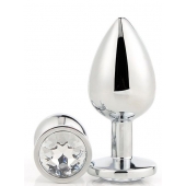 Серебристая анальная втулка с прозрачным кристаллом - 7,1 см. - Dream Toys - купить с доставкой в Магнитогорске