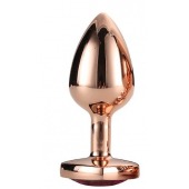 Золотистая анальная втулка с кристаллом-сердечком розового цвета - 7,1 см. - Dream Toys - купить с доставкой в Магнитогорске