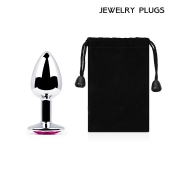 Серебристая анальная пробка с малиновым кристаллом - 7,2 см. - Anal Jewelry Plug - купить с доставкой в Магнитогорске