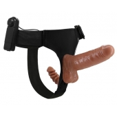 Страпон с вагинальной пробкой и вибрацией Ultra Passionate Harness - 16 см. - Baile - купить с доставкой в Магнитогорске