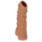 Телесная насадка с венками и открытой головкой Nude Sleeve L - 14 см. - KOKOS - в Магнитогорске купить с доставкой