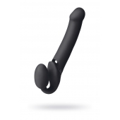 Черный безремневой вибрострапон Vibrating Bendable Strap-On L - Strap-on-me - купить с доставкой в Магнитогорске