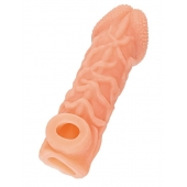 Телесная закрытая насадка с венками Cock Sleeve Size S - 13,8 см. - KOKOS - в Магнитогорске купить с доставкой