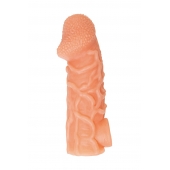 Телесная закрытая насадка с венками Cock Sleeve Size M - 15,6 см. - KOKOS - в Магнитогорске купить с доставкой