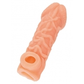 Телесная закрытая насадка с венками Cock Sleeve Size M - 15,6 см. - KOKOS - в Магнитогорске купить с доставкой