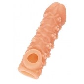 Телесная закрытая насадка с пучками шишечек Cock Sleeve Size S - 13,8 см. - KOKOS - в Магнитогорске купить с доставкой