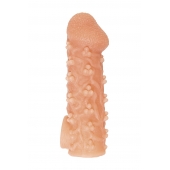 Телесная закрытая насадка с пучками шишечек Cock Sleeve Size L - 17,6 см. - KOKOS - в Магнитогорске купить с доставкой