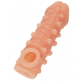 Телесная закрытая насадка с шариками Cock Sleeve Size S - 13,8 см. - KOKOS - в Магнитогорске купить с доставкой