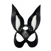 Черная маска зайки с белым мехом на ушках Miss Bunny - БДСМ Арсенал - купить с доставкой в Магнитогорске