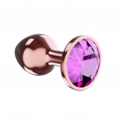Пробка цвета розового золота с лиловым кристаллом Diamond Quartz Shine L - 8,3 см. - Lola Games - купить с доставкой в Магнитогорске