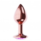 Пробка цвета розового золота с лиловым кристаллом Diamond Quartz Shine L - 8,3 см. - Lola Games - купить с доставкой в Магнитогорске