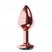 Пробка цвета розового золота с черным кристаллом Diamond Jet Shine L - 8,3 см. - Lola Games - купить с доставкой в Магнитогорске