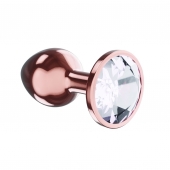 Пробка цвета розового золота с прозрачным кристаллом Diamond Moonstone Shine L - 8,3 см. - Lola Games - купить с доставкой в Магнитогорске