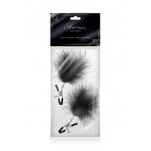 Зажимы на соски с черными пуховыми кисточками Sweet Caress Feather Nipple Clumps - Sweet Caress - купить с доставкой в Магнитогорске