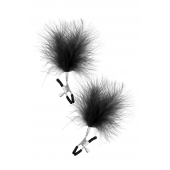 Зажимы на соски с черными пуховыми кисточками Sweet Caress Feather Nipple Clumps - Sweet Caress - купить с доставкой в Магнитогорске