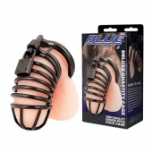 Черная металлическая клетка с замком Deluxe Chastity Cage - BlueLine - купить с доставкой в Магнитогорске