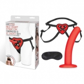 Красный поясной фаллоимитатор Red Heart Strap on Harness   5in Dildo Set - 12,25 см. - Lux Fetish - купить с доставкой в Магнитогорске