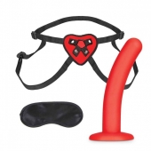 Красный поясной фаллоимитатор Red Heart Strap on Harness   5in Dildo Set - 12,25 см. - Lux Fetish - купить с доставкой в Магнитогорске