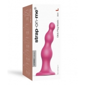 Розовая насадка Strap-On-Me Dildo Plug Beads size L - Strap-on-me - купить с доставкой в Магнитогорске