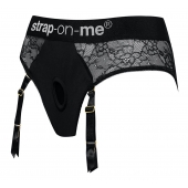Черные трусики для насадок Diva Lingerie Harness - size L - Strap-on-me - купить с доставкой в Магнитогорске