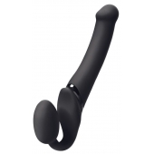 Черный безремневой вибрострапон Silicone Bendable Strap-On - size XL - Strap-on-me - купить с доставкой в Магнитогорске