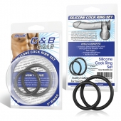 Набор из двух черных силиконовых колец разного диаметра SILICONE COCK RING SET - BlueLine - в Магнитогорске купить с доставкой