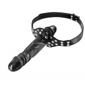 Черный кляп-фаллоимитатор Double Penis Gag - Fetish Tentation - купить с доставкой в Магнитогорске