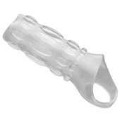 Насадка на пенис с кольцом для мошонки Clear Sensations Enhancer Sex Sleeve - 11,5 см. - XR Brands - в Магнитогорске купить с доставкой