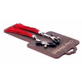 Металлические зажимы на соски с красными замшевыми кисточками - Crazy Handmade - купить с доставкой в Магнитогорске