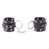 Черные кожаные наручники с люверсами - Crazy Handmade - купить с доставкой в Магнитогорске