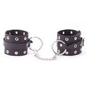 Черные кожаные оковы с люверсами - Crazy Handmade - купить с доставкой в Магнитогорске