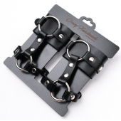 Черные наручники с креплением на кисть руки - Crazy Handmade - купить с доставкой в Магнитогорске