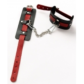 Черные оковы с красным декором и заклепками - Crazy Handmade - купить с доставкой в Магнитогорске