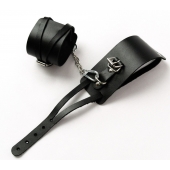 Черные кожаные оковы с креплением в виде веревочек - Crazy Handmade - купить с доставкой в Магнитогорске