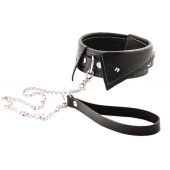 Черный ошейник-воротничок с металлическим поводком - Crazy Handmade - купить с доставкой в Магнитогорске
