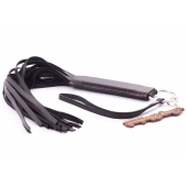 Черная кожаная плеть с удобной ручкой - 50 см. - Crazy Handmade - купить с доставкой в Магнитогорске