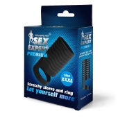 Черная открытая насадка на пенис с кольцом для мошонки XXXL-size - 9,9 см. - Sex Expert - в Магнитогорске купить с доставкой