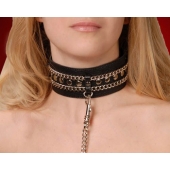 Чёрный ошейник с цепочками и поводком - Sitabella - купить с доставкой в Магнитогорске