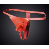 Красные кожаные универсальные трусики со штырьком для насадок - Sitabella - купить с доставкой в Магнитогорске