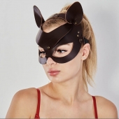 Коричневая кожаная маска  Кошечка - Sitabella - купить с доставкой в Магнитогорске