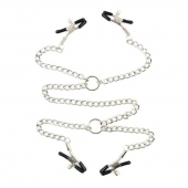 Серебристые зажимы для сосков и половых губ на тонкой цепочке - Notabu - купить с доставкой в Магнитогорске