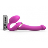 Ярко-розовый безремневой страпон Multi Orgasm Size S с клиторальной стимуляцией - Strap-on-me - купить с доставкой в Магнитогорске