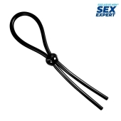 Черное силиконовое лассо с шариком для утяжки - Sex Expert - в Магнитогорске купить с доставкой