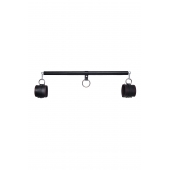 Черная распорка для ног с кожаными манжетами - Pecado - купить с доставкой в Магнитогорске