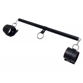 Черная распорка для ног с кожаными манжетами - Pecado - купить с доставкой в Магнитогорске