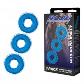Комплект из трех голубых колец для эрекции 3-Pack Ultra-Stim Stretch Cock Rings - BlueLine - в Магнитогорске купить с доставкой