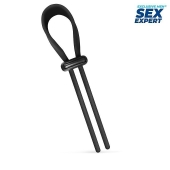 Черный ремень-лассо для усиления эрекции - Sex Expert - в Магнитогорске купить с доставкой