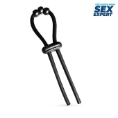 Черное эрекционное кольцо со стимулирующими бусинами - Sex Expert - в Магнитогорске купить с доставкой