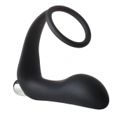 Черное эрекционное кольцо с вибропробкой Vibrating Anal Plug With Cockring - Dream Toys - в Магнитогорске купить с доставкой