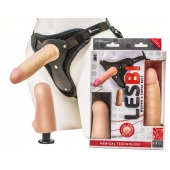 Телесный страпон Harness LESBI с вагинальной пробкой - 16,5 см. - LOVETOY (А-Полимер) - купить с доставкой в Магнитогорске